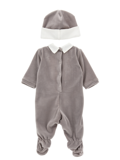 Monnalisa Chenille Two-piece Set In Pearl Grey
