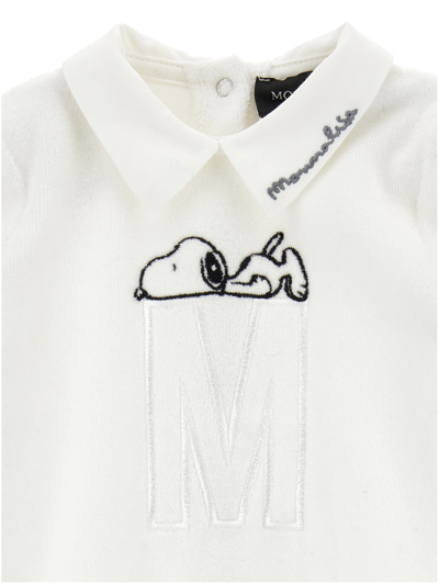 Shop Monnalisa Snoopy Chenille Playsuit In Cream