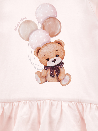 Shop Monnalisa Teddy Bear Print Jersey Maxi T-shirt In Light Pink
