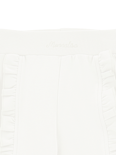 Monnalisa Fleece Trousers With Ruffles In Cream