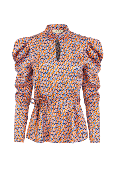 Shop Jaaf Turtleneck Cutout Blouse In Groovy Print In Pink