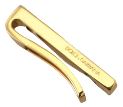 Shop Dolce & Gabbana Gold Silver Brass Logo Men Tie Men's Clip