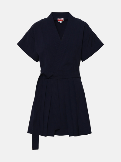 Shop Kenzo Blue Wool Dress In Navy