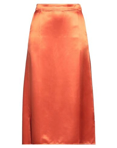 Shop Loewe Woman Midi Skirt Orange Size 2 Viscose, Acetate