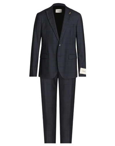 Shop Paoloni Man Suit Midnight Blue Size 46 Virgin Wool
