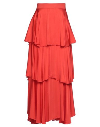Shop Brand Unique Woman Midi Skirt Orange Size 3 Viscose