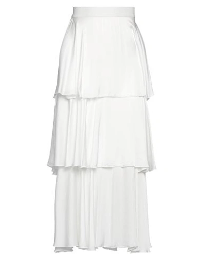 Brand Unique Woman Midi Skirt White Size 10 Viscose In White