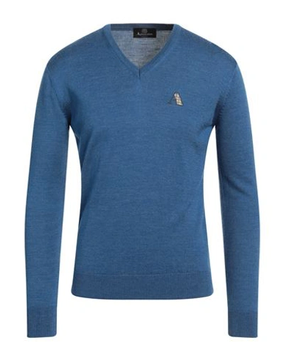 Aquascutum Active Man Sweater Blue Size M Virgin Wool, Acrylic In Blue