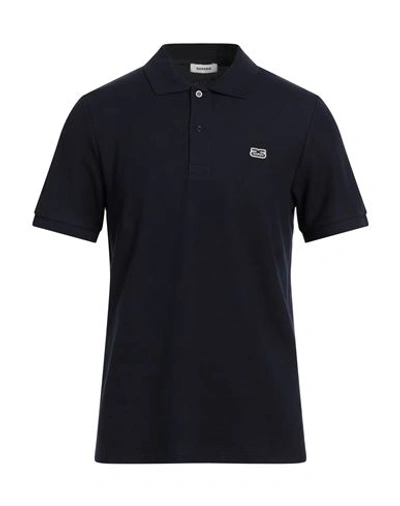 Shop Sandro Man Polo Shirt Navy Blue Size S Cotton, Elastane, Polyester