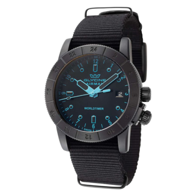 Shop Glycine Airman Contemporary Worldtimer Mens Quartz Watch Gl1034 In Black / Blue