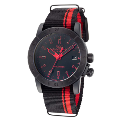 Shop Glycine Airman Contemporary Worldtimer Mens Quartz Watch Gl1037 In Red   / Black
