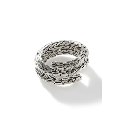 Shop John Hardy Classic Chain Tiga Sterling Silver Ring - Rb900218x7 In Silver-tone
