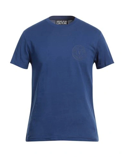 Shop Versace Jeans Couture Man T-shirt Blue Size M Cotton