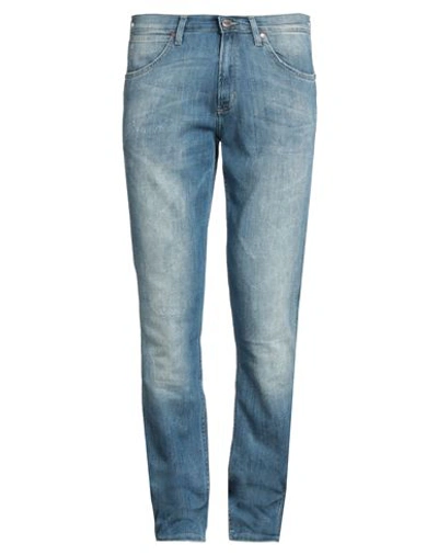 Shop Wrangler Man Jeans Blue Size 32w-34l Cotton, Elastane, Linen