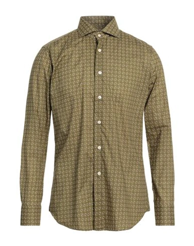 Shop Caliban Man Shirt Military Green Size 16 ½ Cotton