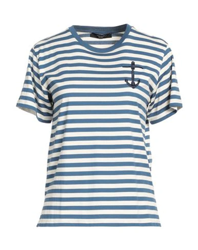 Shop Weekend Max Mara Woman T-shirt Slate Blue Size M Cotton
