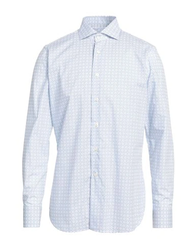 Shop Caliban Man Shirt Azure Size 16 ½ Cotton In Blue