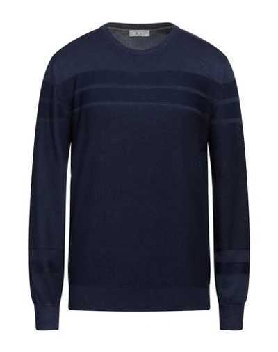 Shop Avignon Man Sweater Navy Blue Size Xxl Viscose, Elastane