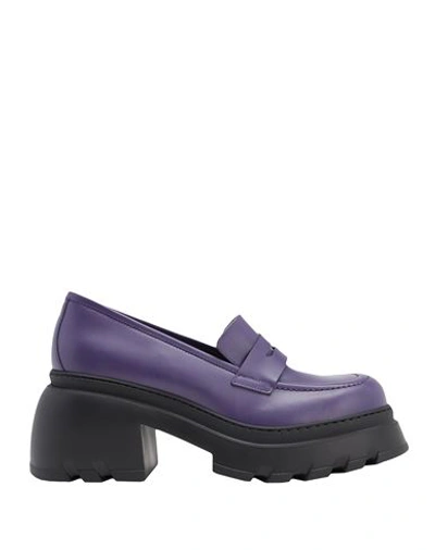 Shop 8 By Yoox Leather Chunky Penny Loafer Woman Loafers Purple Size 8 Calfskin