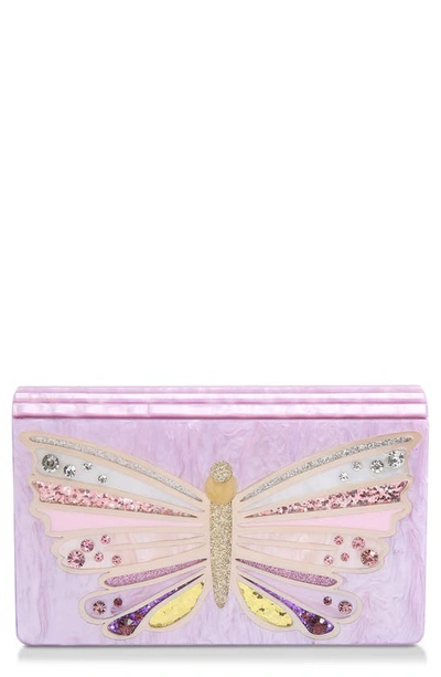 Shop Kurt Geiger Embellished Butterfly Clutch In Light/ Pastel Purple