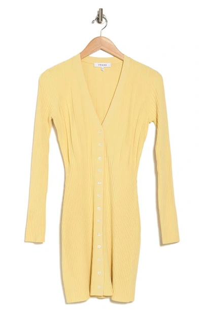 Frame Long Ribbed Cardigan In Butter