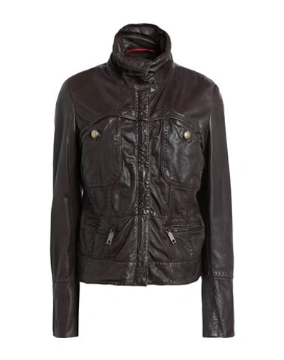 Shop Max & Co . Woman Jacket Dark Brown Size 8 Ovine Leather