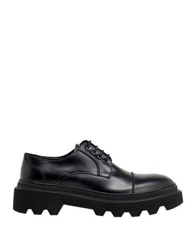 8 By Yoox Polished Leather Lace-up Man Lace-up Shoes Black Size 13 Calfskin In Black