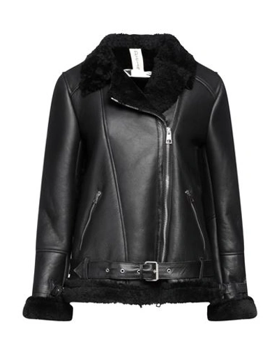 Shop Delan Woman Jacket Black Size 6 Ovine Leather
