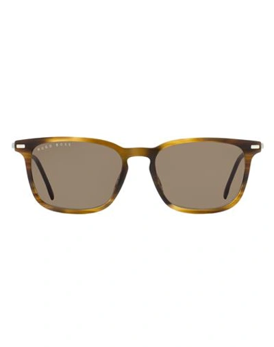 Shop Hugo Boss Boss   Rectangular B1020s Sunglasses Man Sunglasses Brown Size 54 Acetate, Metal