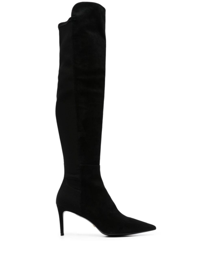 Shop Stuart Weitzman Stuart 75 Thigh-high Suede Boots In Black