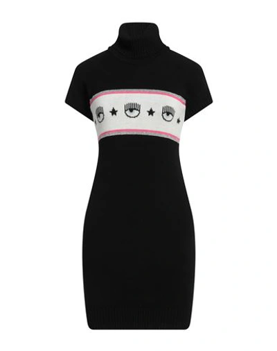 Shop Chiara Ferragni Woman Mini Dress Black Size M Viscose, Polyamide, Wool, Cashmere