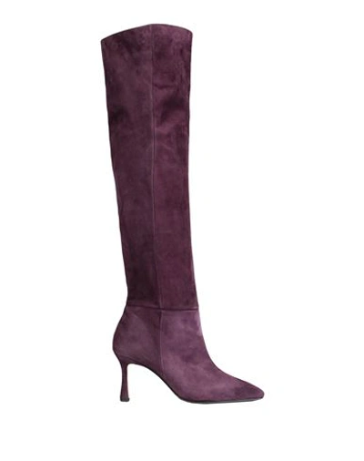 Shop L'arianna Woman Boot Dark Purple Size 6 Soft Leather