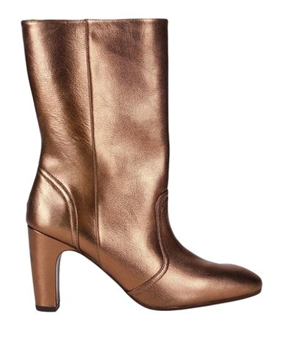 Shop Chie Mihara Woman Ankle Boots Bronze Size 8 Soft Leather In Gold
