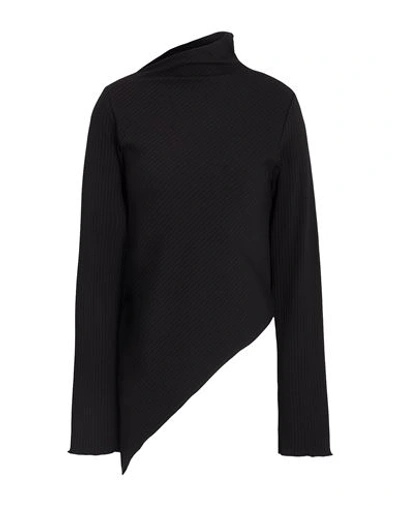 Shop 8 By Yoox Organic Cotton Asymmetric L/sleeves Top Woman T-shirt Black Size Xl Organic Cotton, Elasta