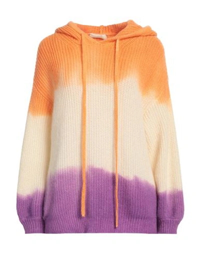 120% Lino Woman Sweater Orange Size S Mohair Wool, Polyamide, Wool In Orange