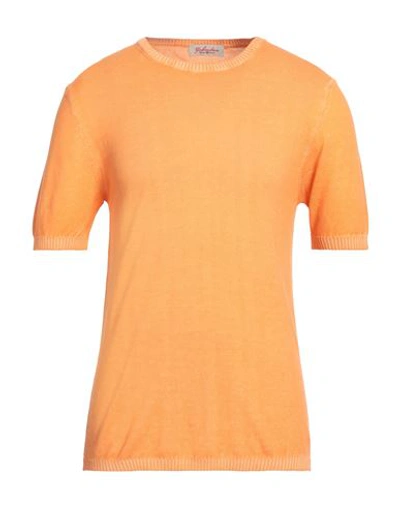 Gabardine Man Sweater Orange Size Xxl Cotton In Orange