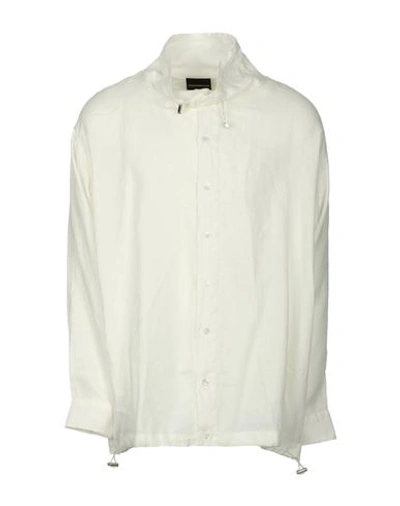 Shop Emporio Armani Man Shirt Ivory Size L Linen In White