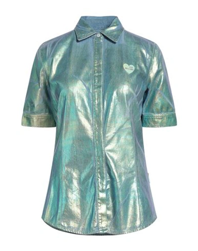 Shop Love Moschino Woman Denim Shirt Blue Size 4 Cotton