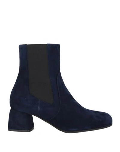 Bruglia Woman Ankle Boots Blue Size 11 Soft Leather In Blue