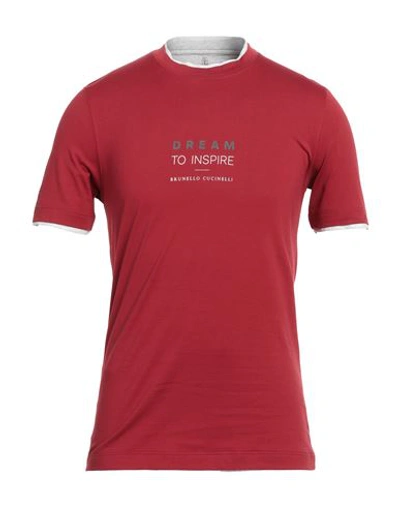 Shop Brunello Cucinelli Man T-shirt Brick Red Size Xl Cotton