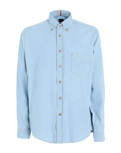 Shop Hugo Boss Boss Man Denim Shirt Light Blue Size L Cotton