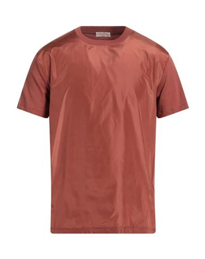 Shop Valentino Garavani Man T-shirt Brown Size S Cotton, Silk, Polyester
