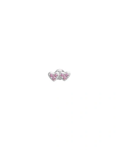 Kurshuni Twin Heartsingle Earring Woman Single Earring Silver Size - 925/1000 Silver, Cubic Zirconia In Silver