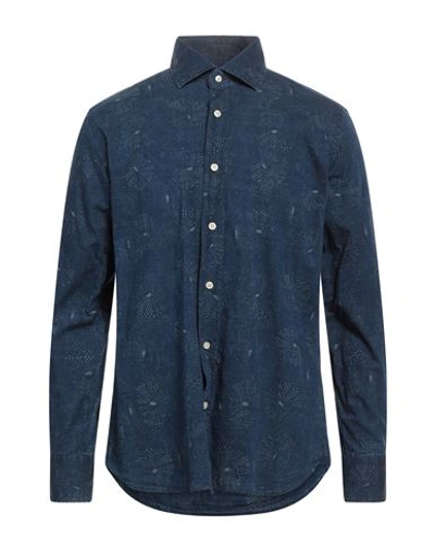 Shop Caliban 820 Man Shirt Navy Blue Size 15 ¾ Cotton