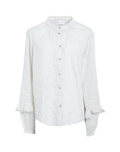 Shop Vila Woman Shirt Cream Size 8 Cotton In White