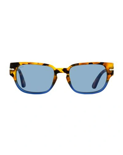 Shop Persol Rectangular Po3245s Sunglasses Man Sunglasses Blue Size 52 Acetate