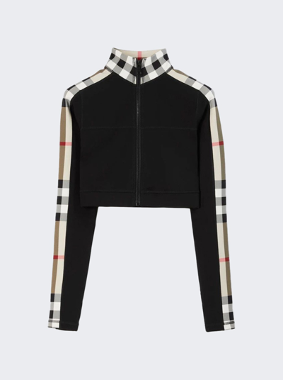 Shop Burberry Check Print Cropped Top In Black