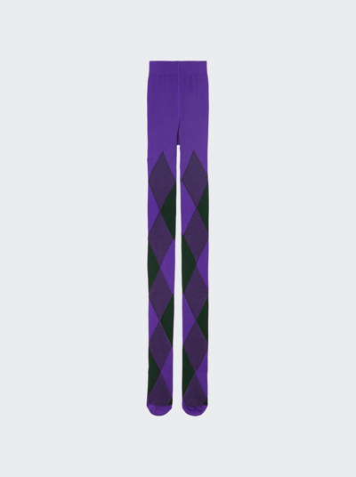Shop Burberry Argyle Tights In Royal
