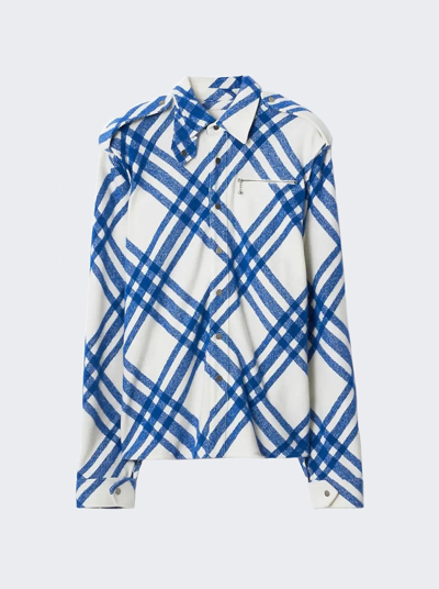 Shop Burberry Check Wool Shirt In Knight