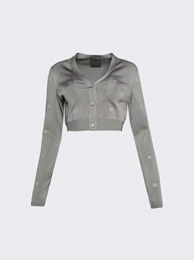 Shop Givenchy 4g Cropped Cardigan In Titanium